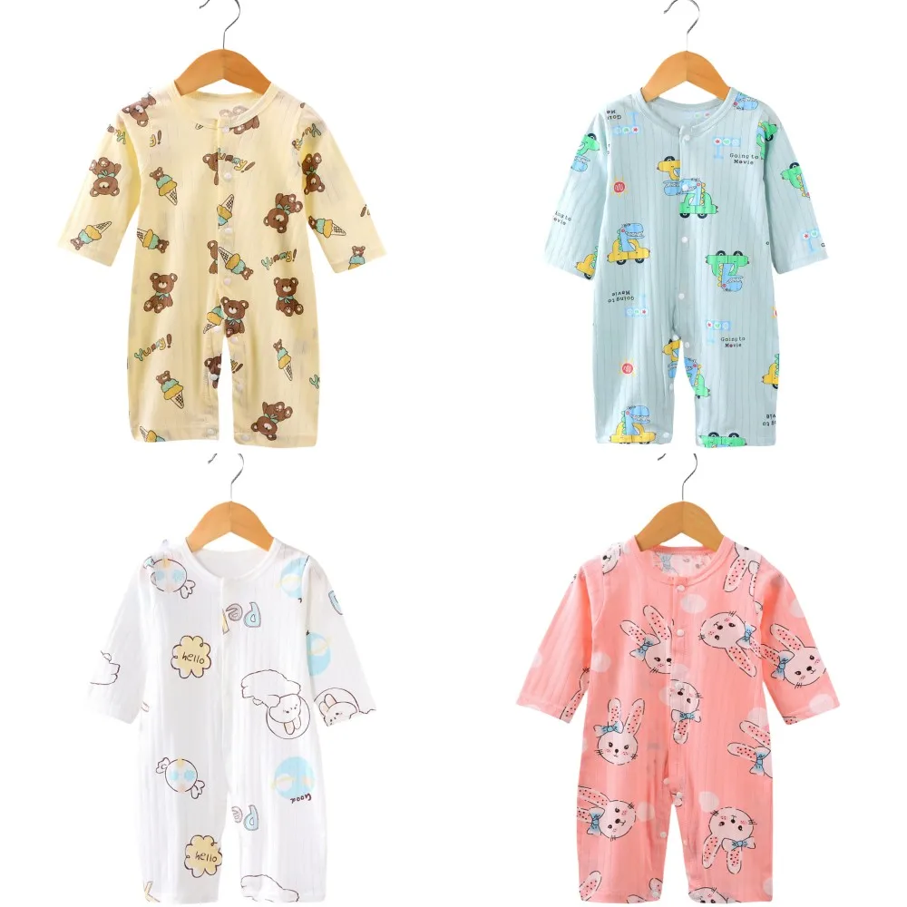 2024 New Autumn Baby Jumpsuit Cotton Long-sleeved Folio Climbing Clothing Boys Girls Pajamas Baby Romper Kids Loose Jumpsuits 1