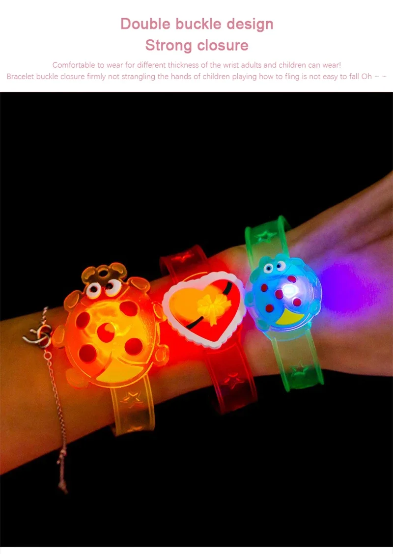 6 Stück LED blinkende leuchtende Armband Licht Cartoon kreative Uhr Kinder Geschenk Armbänder Lichter für Partyzubehör Glitzer Spielzeug – Detail 5