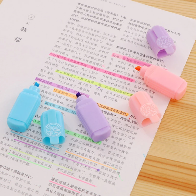 Highlighter Pen Marker Pen Highlighter Marker 6PCS/Set Leaves Mushroom Cute Kawaii Fluorescent Highlighter Pen Kawaii Chalk Marker Pens Stationery School Supplie