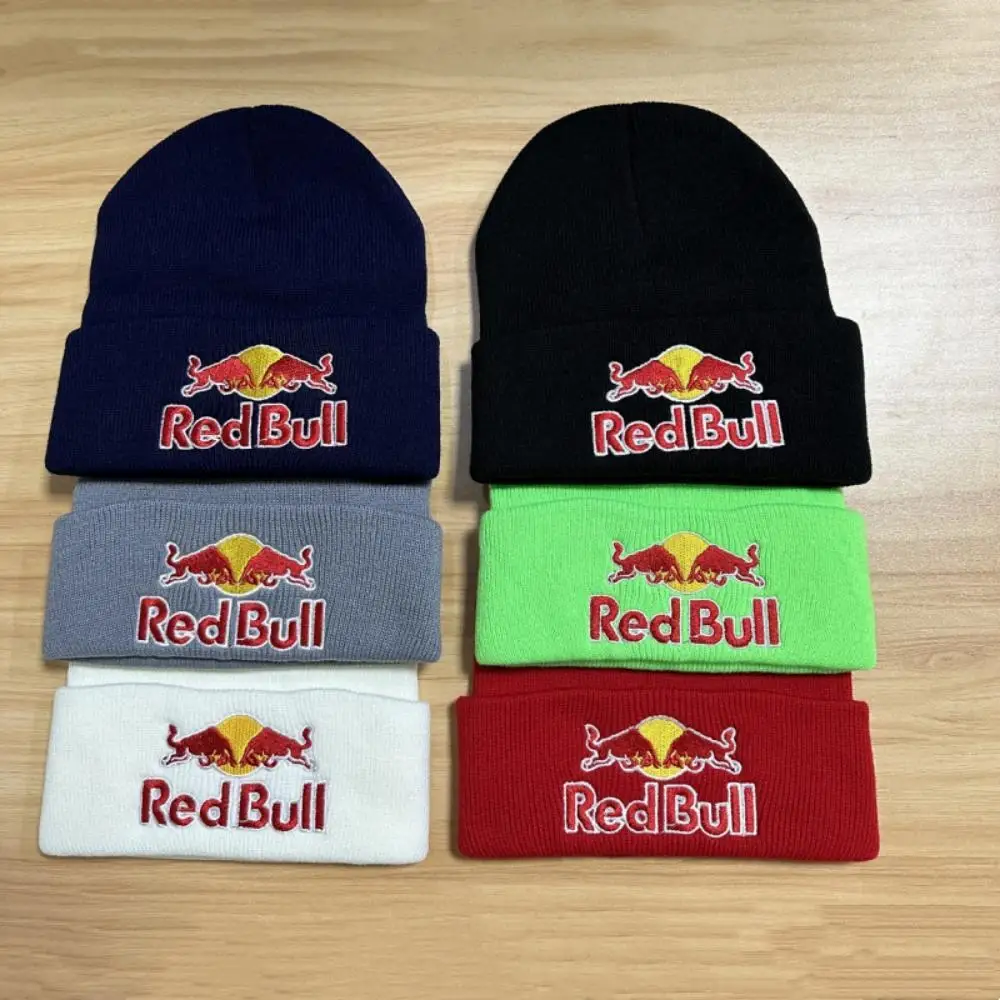 New Fashion 6 colors Red Bull High Quality Knitted Hat for Women and Men Casual Beanie Hat Cap Winter Soft Warm Caps Unisex 3