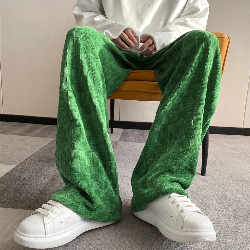 

Men's Korean Female Plaid Fashion Hip Harajuku Clothing Casual Pants For Oversize Straight Hop Brand Men Trousers