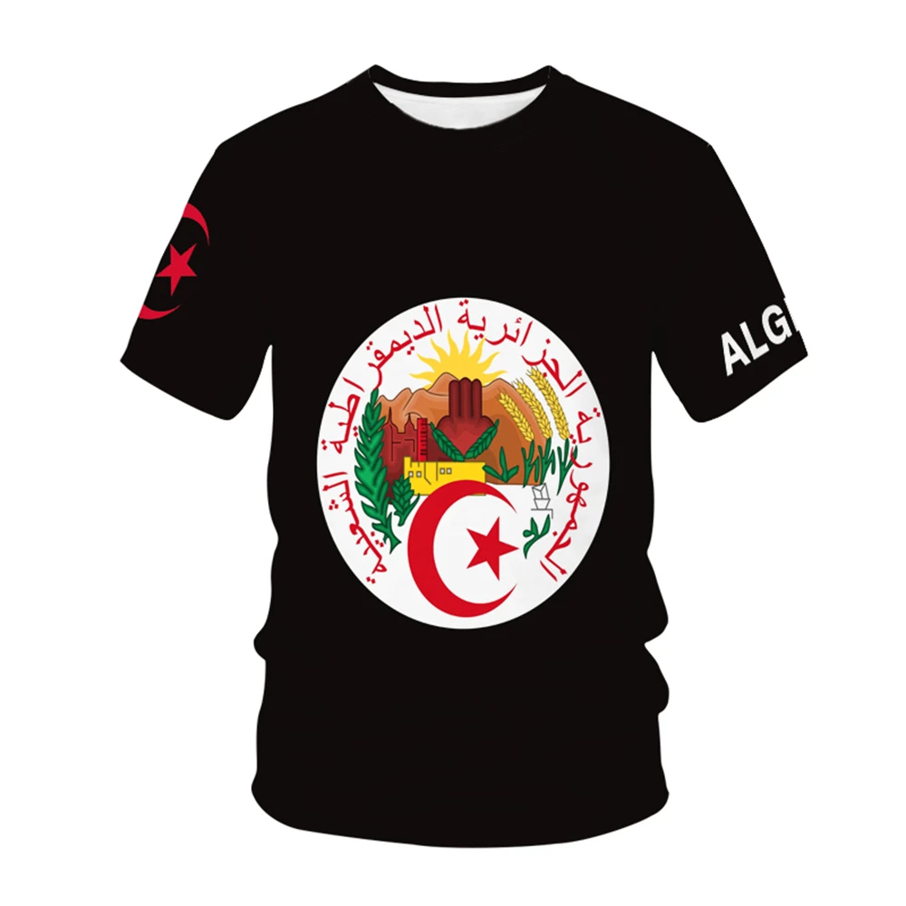 

Algeria National Flag Pattern T-shirt Men's Hot-selling New Summer Women's Short-sleeved T-shirt Top Shirt Children's 3D