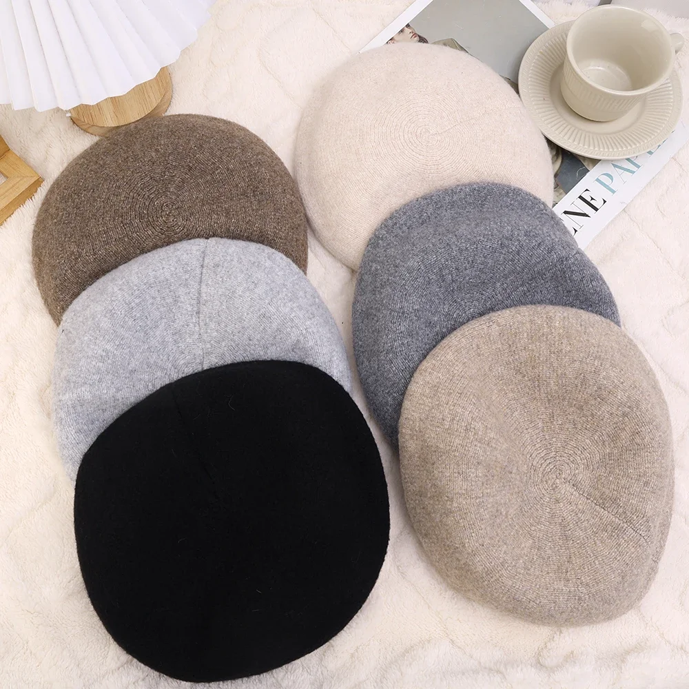 Women's Beret Hat Elegant Autumn Winter Warm Painter Style_voghion.com