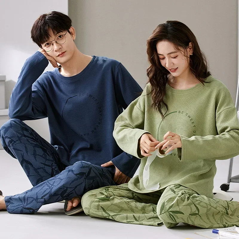 Cotton Sleepwear Women Pajama Sets Couple Pajamas Men Pajama Nightwear Autumn Long Sleeve Trouser Pajama Kawaii Clothes Homewear