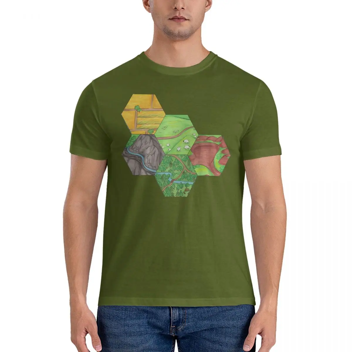 thumbnail image 1 of Camisetas creativas "Asentamiento 2" para hombre, camisetas de algodón con cuello redondo, camisetas de manga corta C-Catan, ropa estampada, 1 of 7