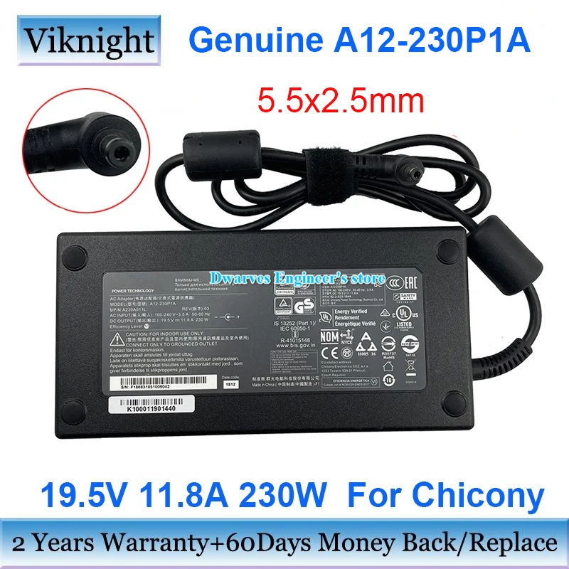 Chicony-Adaptador de cargador A12-230P1A T ADP-230EB para CLEVO A17 ...