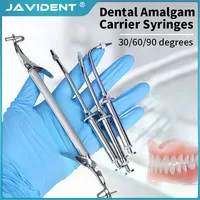 Seringues porte-amalgames dentaires à pointe courbée, double acier inoxydable, pour remplissage de cavités, dentisterie restauratrice, laboratoire 1