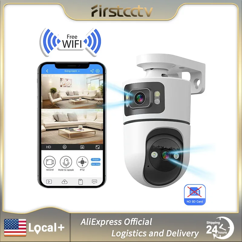FIRSTCCTV WiFi Indoor Smart Camera 3MP Dual Screen Lens 2.4G Infrared Night Vision Motion Detection Auto Track Two-Way Audio 1
