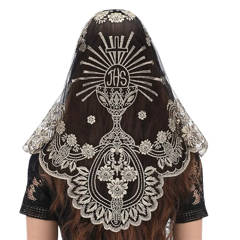 Spanish Style Embroidery Lace Mantilla Prayer Veil Women Head Covering Catholic Church catholic church veil
