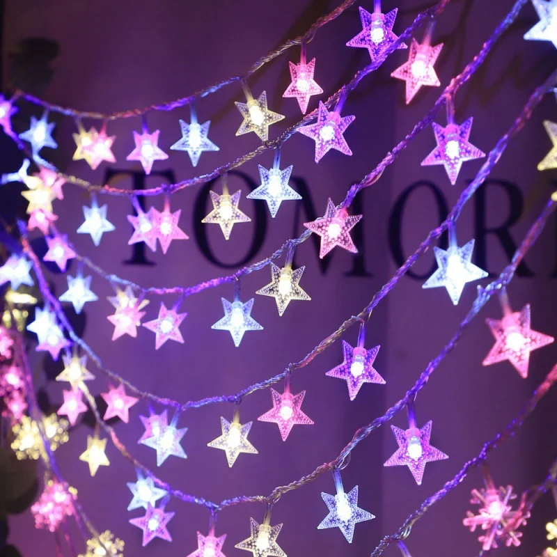 LED Battery-Powered Star Fairy String Lights for Celebrations and Decorations