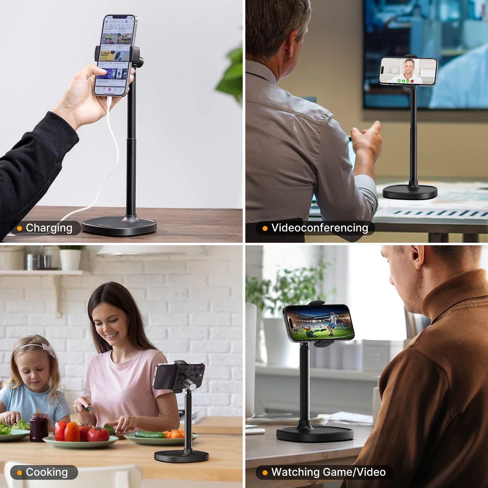 VIJIM HP004 Adjustable Phone Stand Compatible for Livestreaming Kitchen Vlog Shot Table Mount for Smartphone Brackets