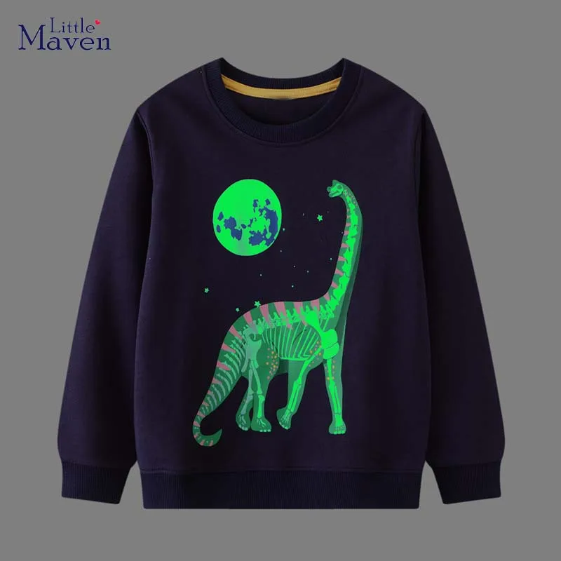 Little maven Baby Boys Luminous Sweatshirt Cotton Autumn Casual Clothes with Dinosaur and the Moon Fashion for Kids kids sweater kids hoodie sweatshirts