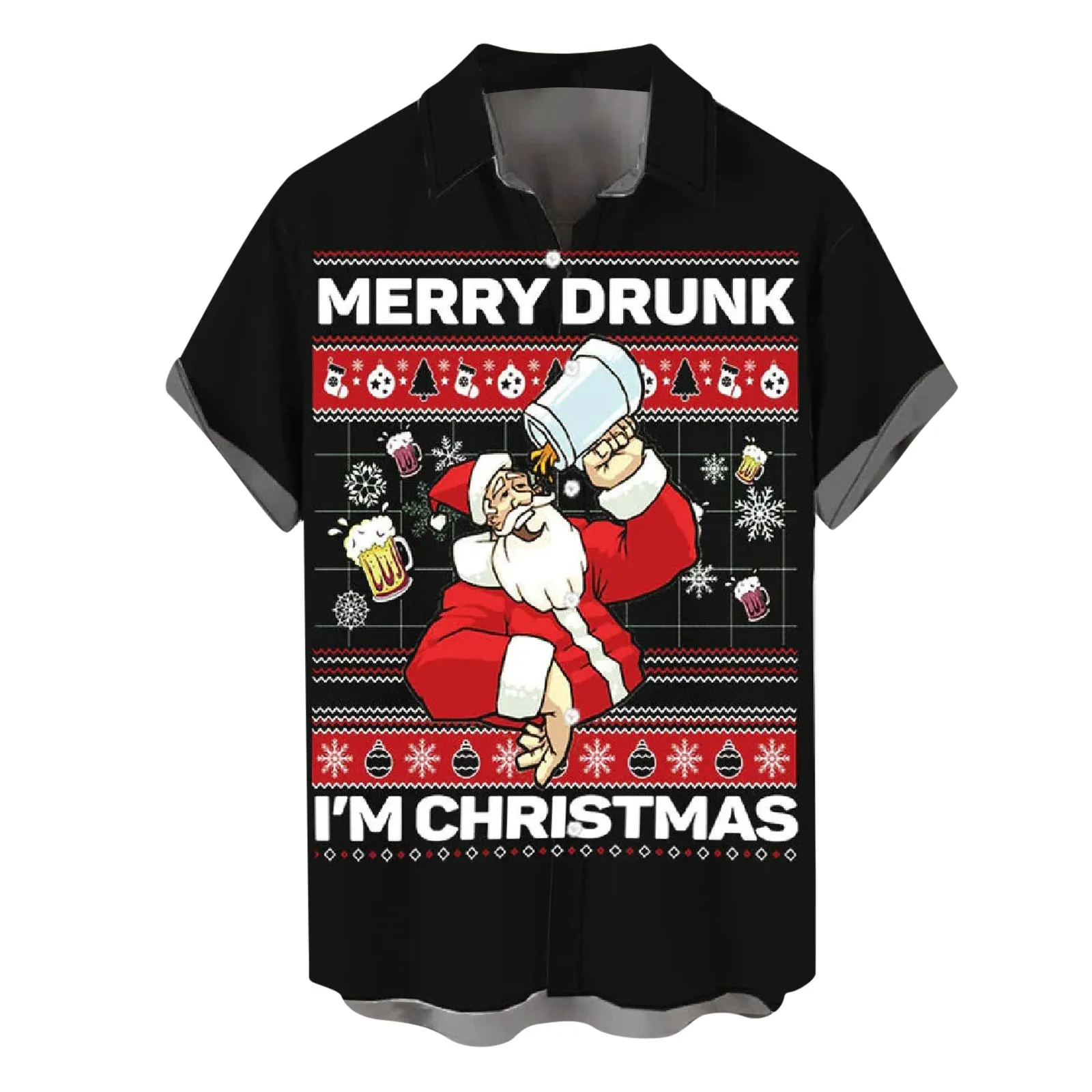 

Santa Claus Graphic Shirt Mens Christmas Navidad Blouses Shirts Casual 3d Printed Lapel Button Down Top Trendy Camisas De Hombre
