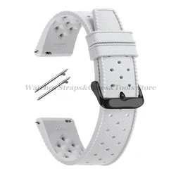 Tropical Silicone Quick Release Watch Band Strap - Premium Rubber Tropic Design - 22mm (White - Black)