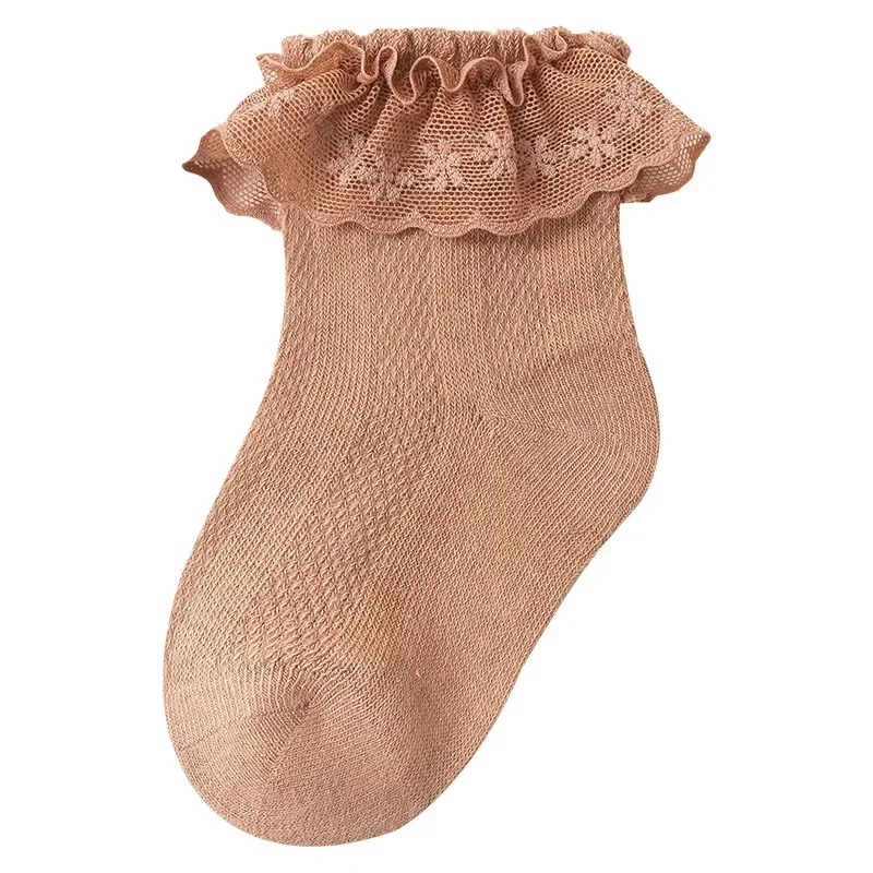 Baby Lace Sock Simplicity Korean Solid Color Ruffle Sock for Toddler Girls Cotton Thin Mesh Breathable Kids Clothes Accesories