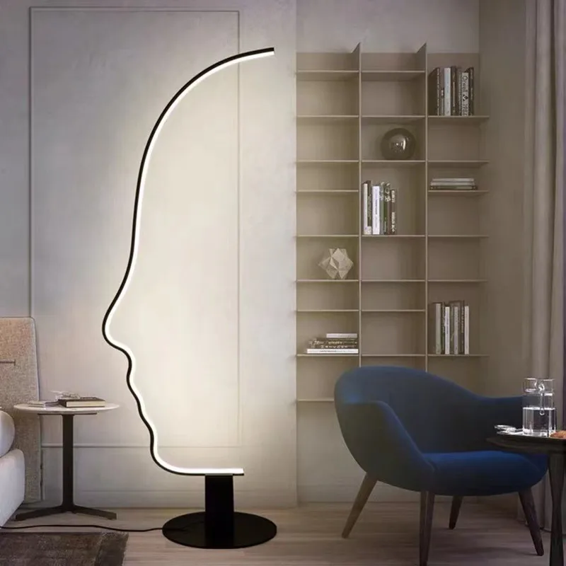 

LED Nordic face art floor lamp simple living room sofa decoration bedside lamp light luxury creative bedroom lamp