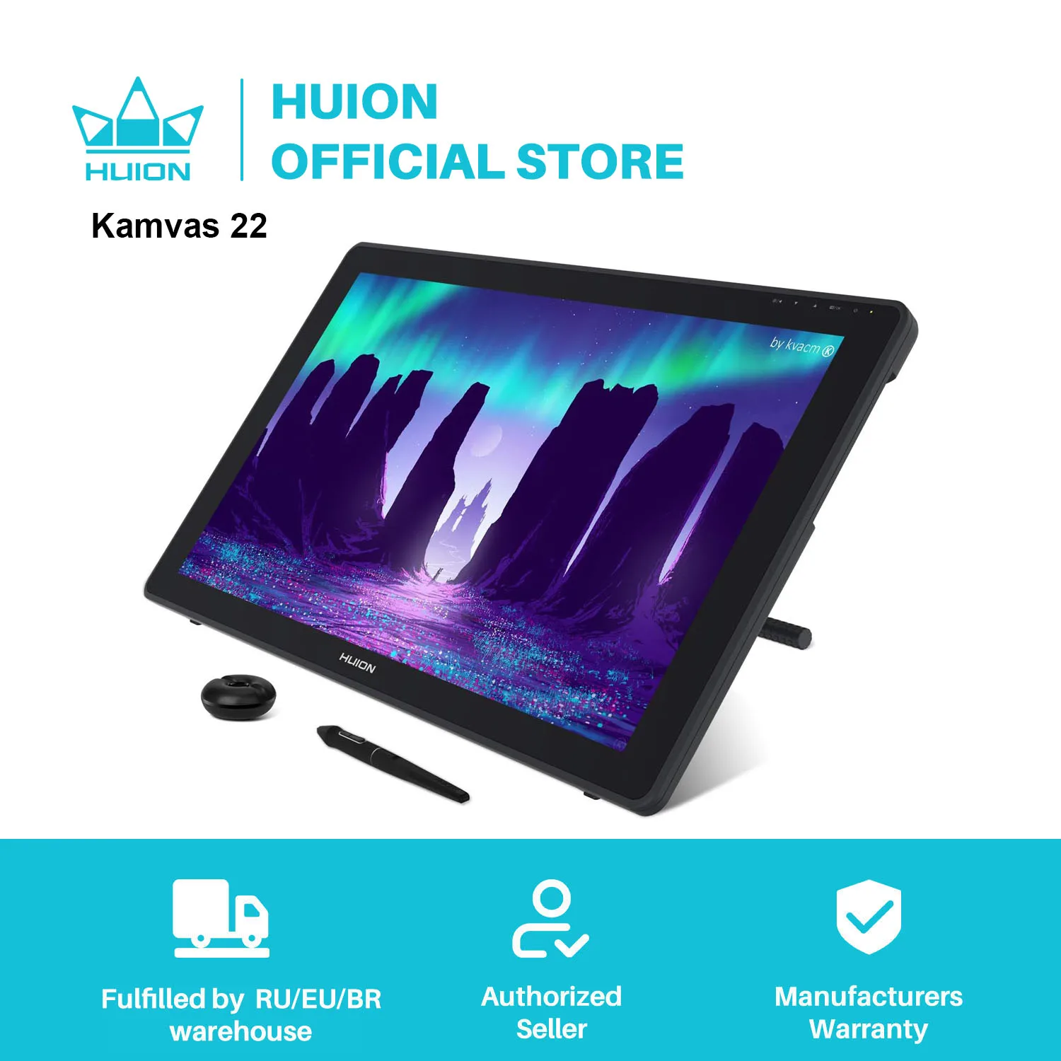 HUION Kamvas 22 Graphic Pen Tablet Monitor Pen Display 21.5 Inch Anti-glare Screen 120%s RGB Windows Mac And Android Device