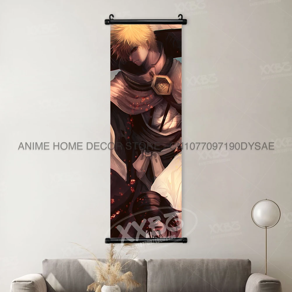 Bleach Anime Art Scroll: Ichigo & Orihime Decorative Wall Hanging