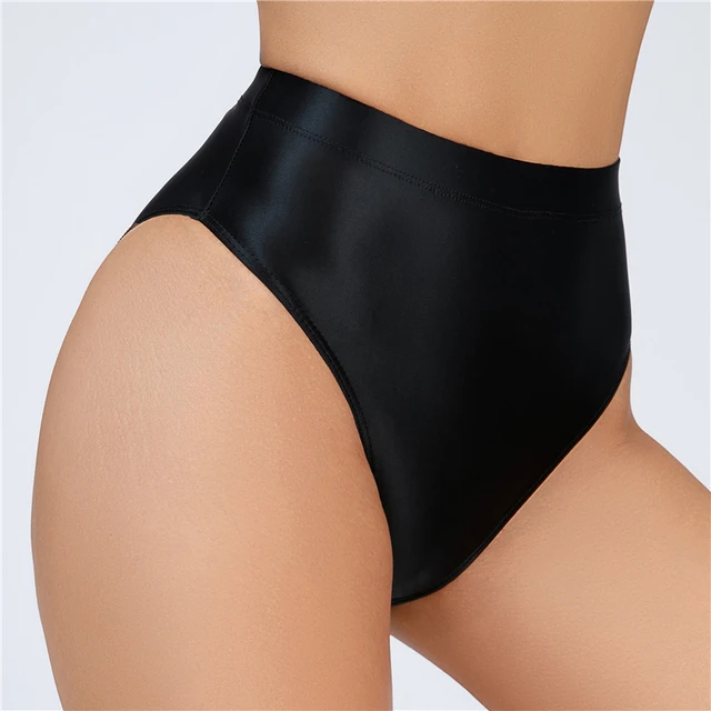 Women Glossy Seamless Bikini Panties High Waisted Underwear Briefs