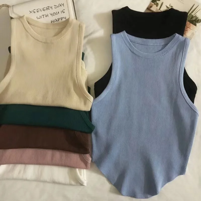 

Ihkke Korean New Fashion Women's Top Short Sport Solid Tank Slim Back