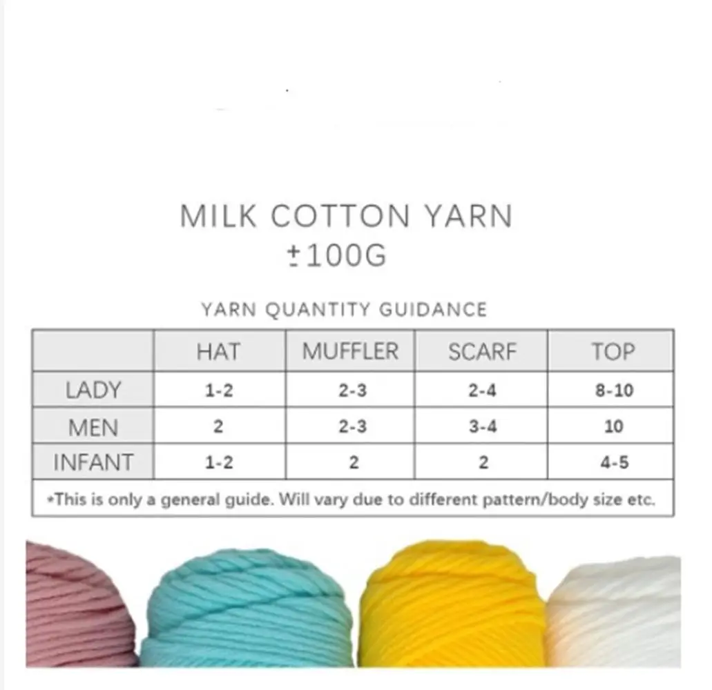 Crochet Yarn Pure Colour Series Lover Yarn 100g Milk Cotton Yarn Woolen 8 ply Thread for Knitting Scarf Wool Handmade DIY Scarves Gift