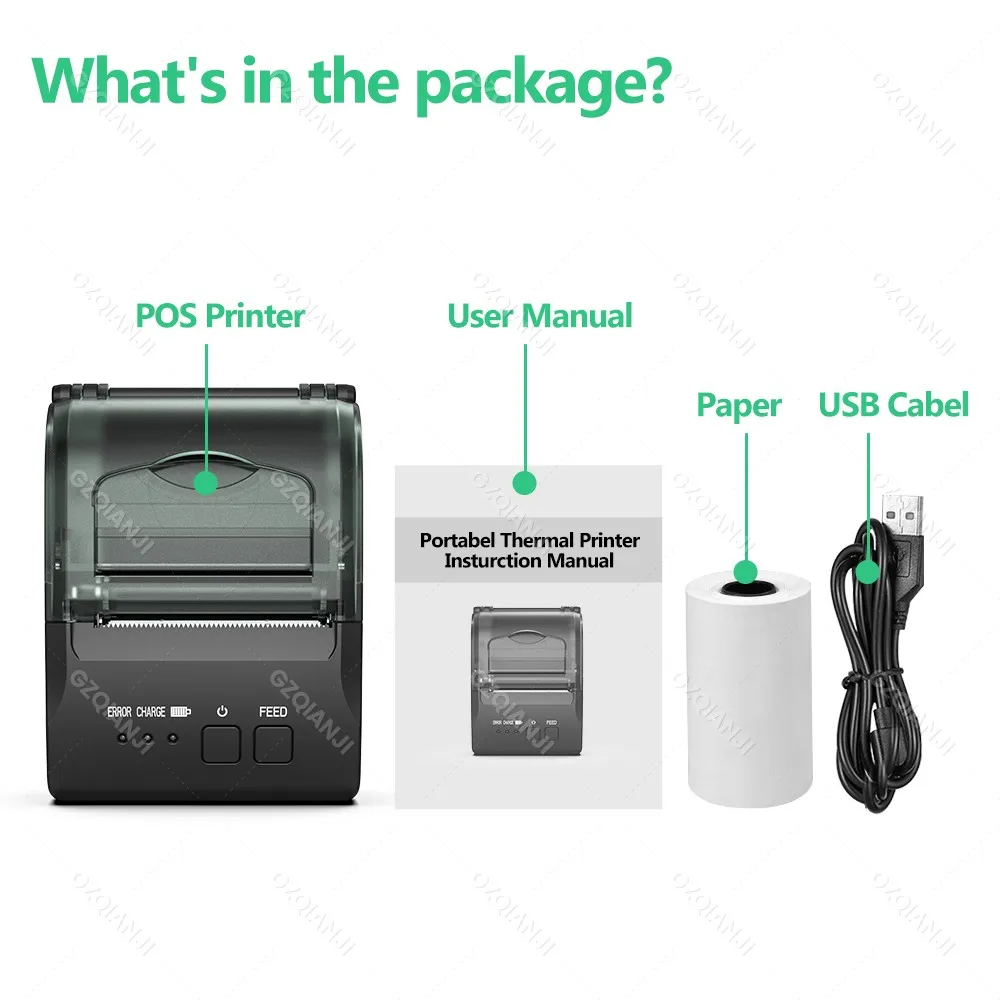 Bluetooth USB Thermal Receipt Ticket Bill POS Printer Mini Portable Mobile Print 58MM Machine Wireless Printing for Retail Store
