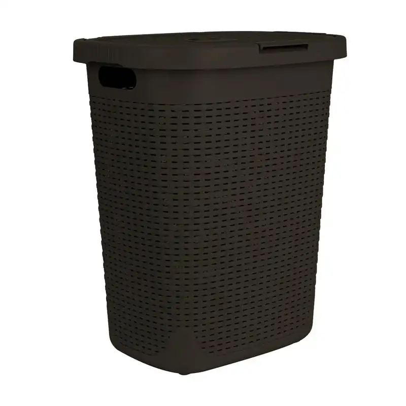 

Liter Slim Laundry Basket with Cutout Handles & Lid, Brown