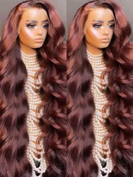 Reddish Brown 13x4 13x6 HD Lace Front Human Hair Red Brown Brazilian 30 Inch Body Wave Lace Frontal Wigs 4x4 Lace Closure Wigs