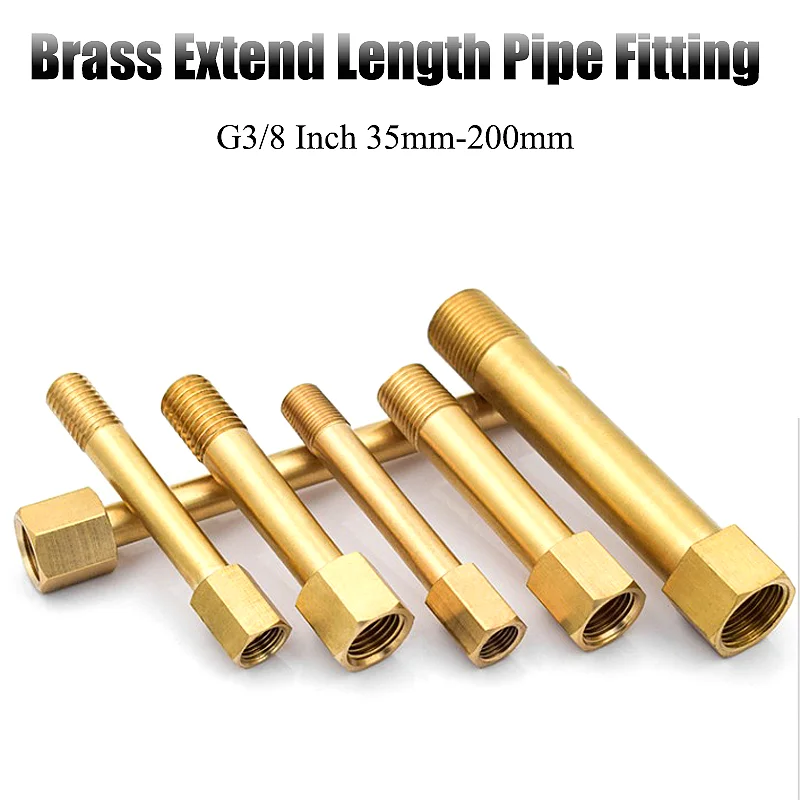 

3/8 Inch Extend Length Brass Pipe Joint 35mm-200mm Female x Male Connector Copper Straight BSP Quick Coupling For Hose Adapter