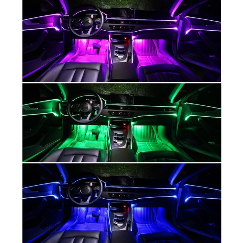 12V 8M Strip RGB LED Car Interior Lights Ambient Lamp Door Seat Cluster Decoration BT/RF Wireless Caravan Automobile