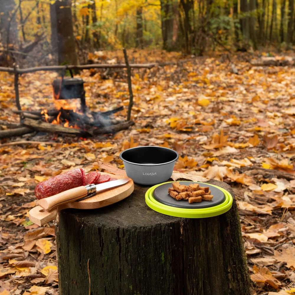 Outdoor Pure Titanium Picnic Bowl Portable Tableware Camping Travel Anti-Scald Instant Noodle Bowl Lightweight Bowl 550ml