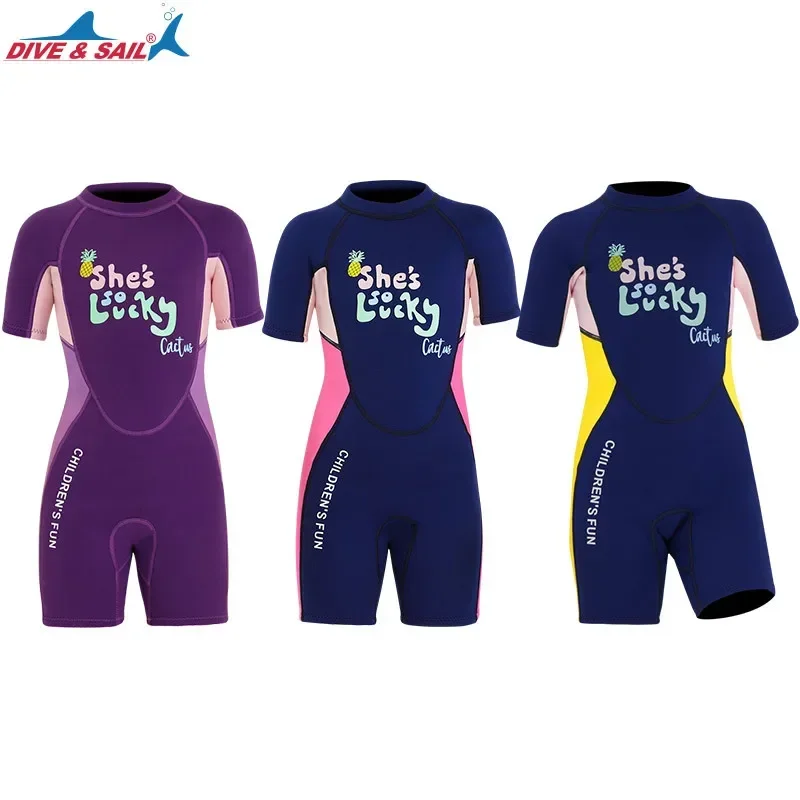 2.5MM Neoprene Girls Boys Wetsuit Diving Suit Swimsuit Short Long Sleeve Surfing Jellyfish Clothing Swimwear for Cold Water 4