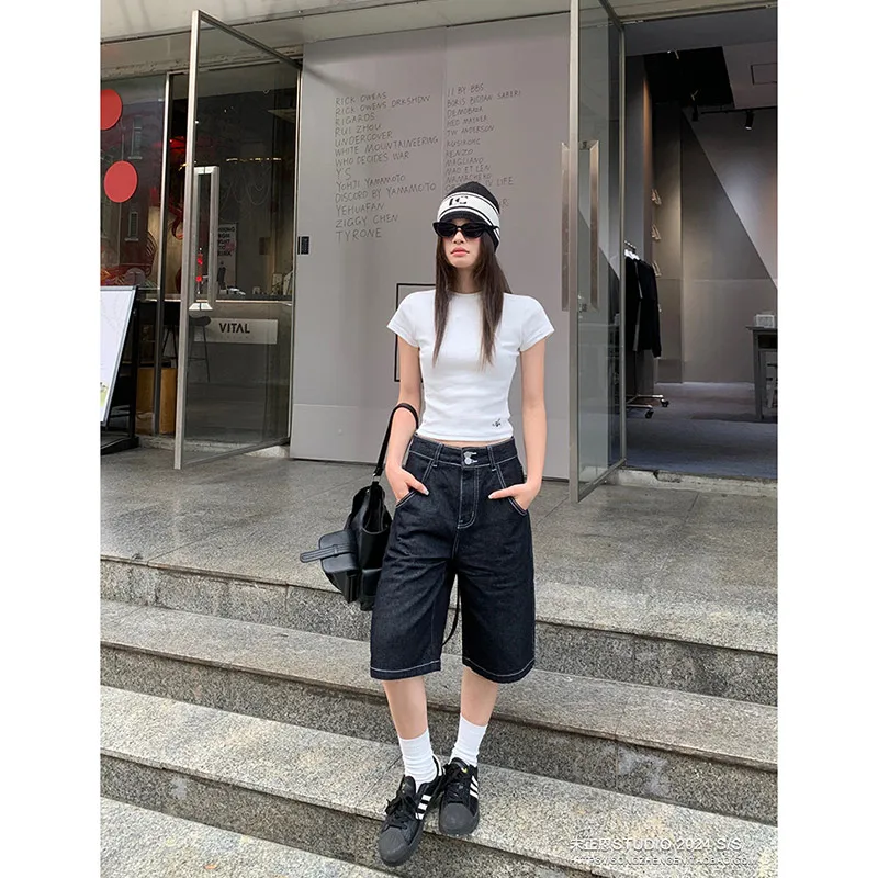    ̵  û, 混 Y2k Jorts ĳ־ Ƽ ƮƮ, ϶ ѱ Ÿ  ݹ, ⺻  2024