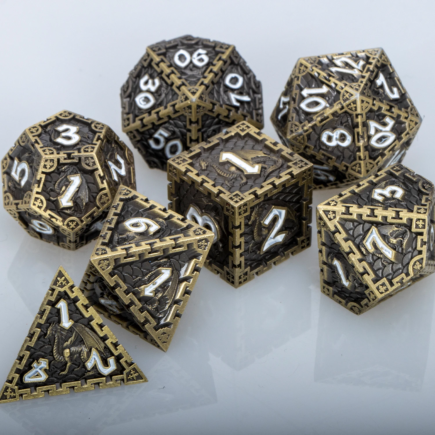 New DND D20 Dice Metal Polyhedral D&D Dice for Dungeon and Dragon RPG Roll Playing Game D20 D12 D10 D% D8 D6 D4 D+D Set