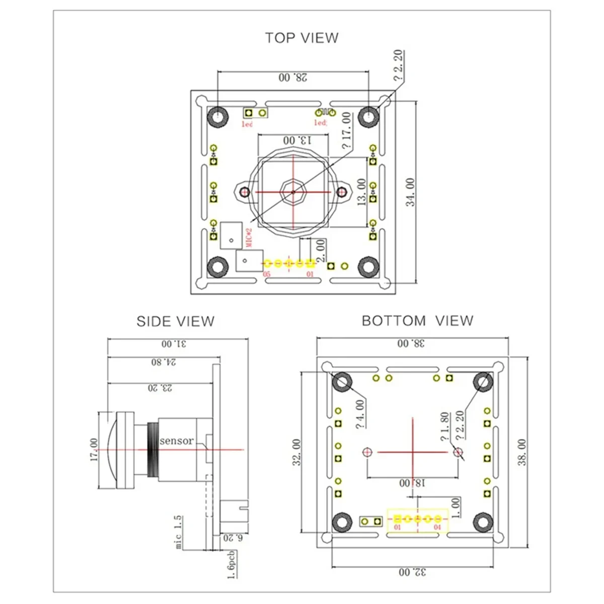 BBUSB 1080P OV2710 비디오 카메라 모듈 2MP 130도 광각 렌즈 수동 초점 내장 마이크 MJPEG / YUY2 웹캠