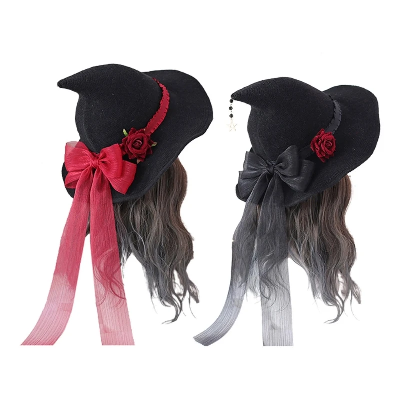 

Witch Hat Rose Big Bow Adult Halloween Costume Fancy Dress for Head Decor