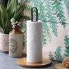 Wood Paper Towel Holder, Black Paper Towel Holder Countertop, Kitchen Towel Holder Free-Standing with Non-Slip Wooden Bas 1