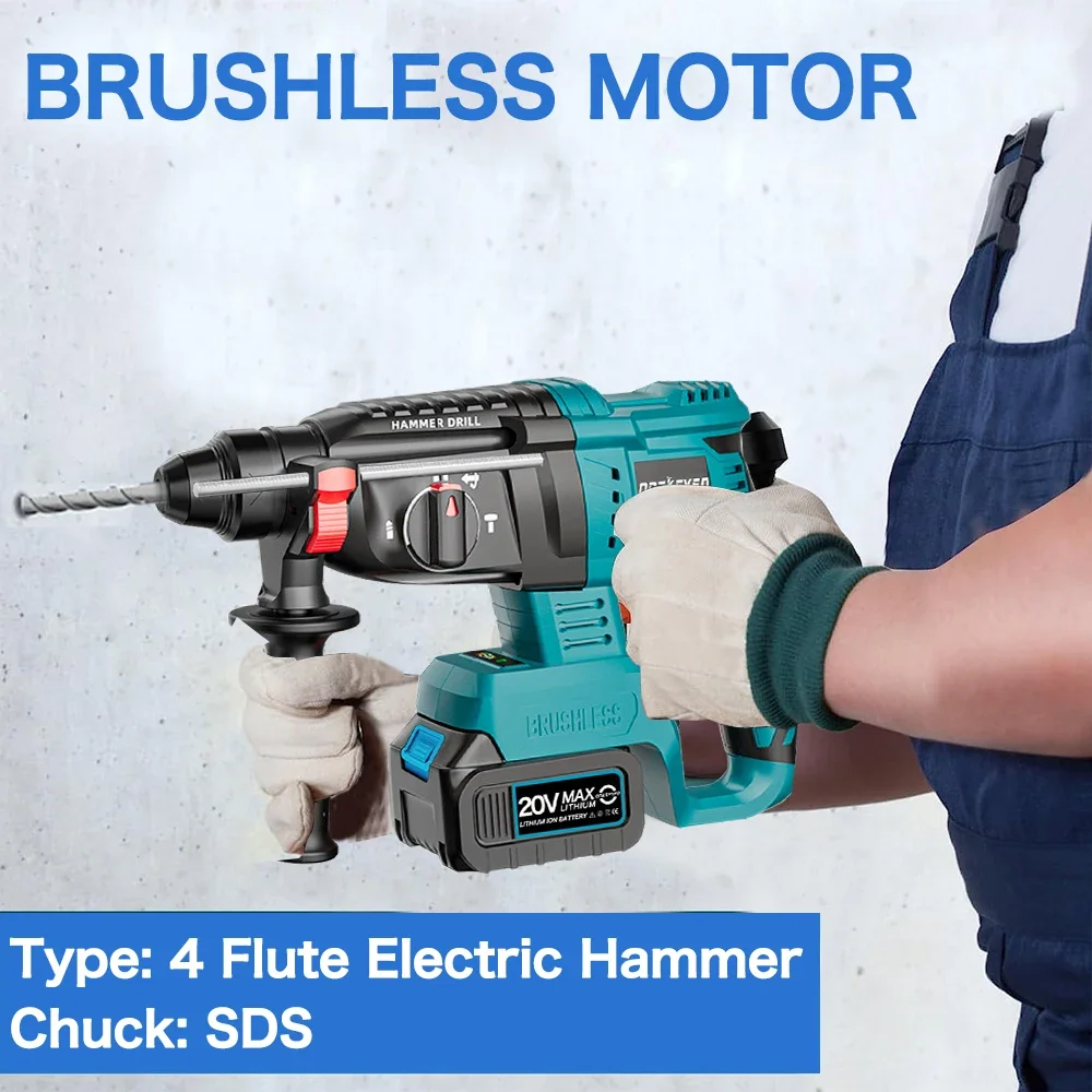 3 in 1 Brushless Impact Hammer 21V Cordless Hammer Drill FUNCTION Multifunctional Steel Concrete Wood For 18V Makita Battery 3