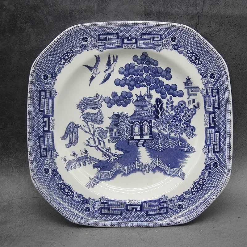 The Blue Willow Dinner Set Elegant England Style Ware Ceramic Breakfast Plate Beef Dishes Dessert Dish Soup Bowl