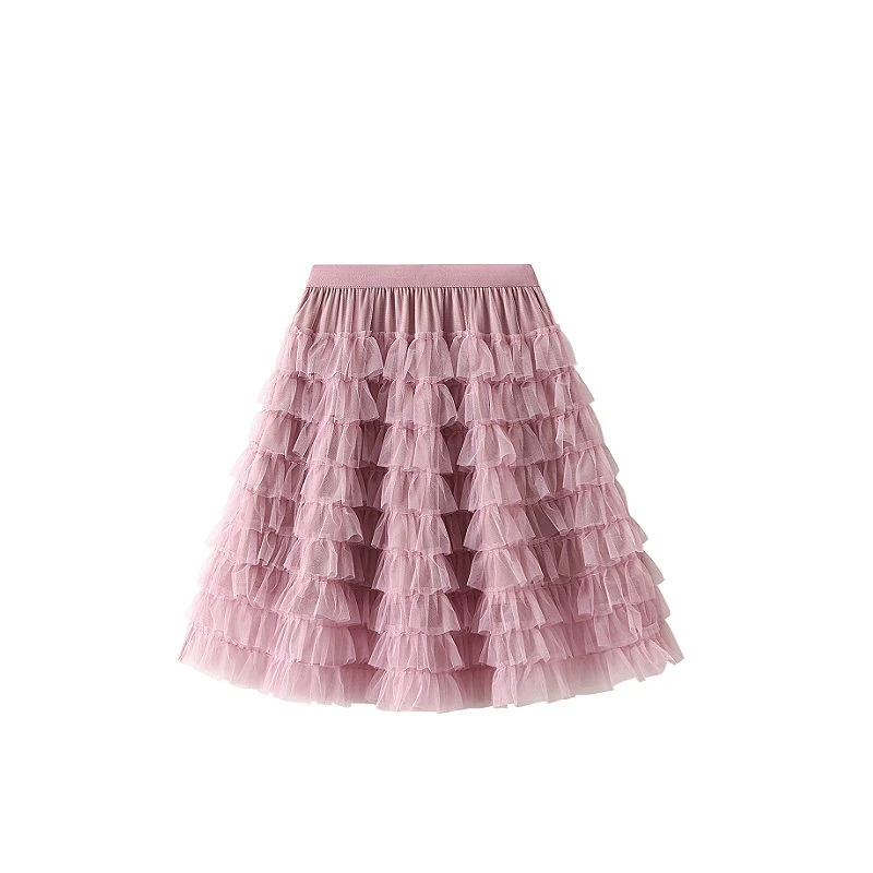 

Mesh Skirt High Waist Pleated Skirt Women's Layered Cake Skirt A-line Skirt Half-length Skirt