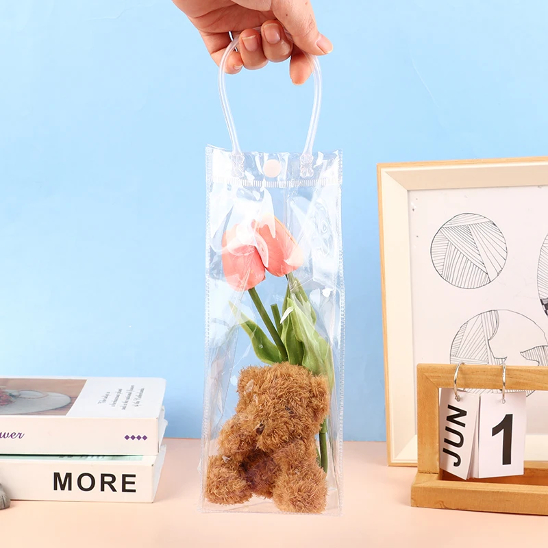 

1 шт. ПВХ Герметичный подарочный пакет для вина, прозрачный пакет для льда для шампанского, портативные пакеты для молока, чая, напитков с ручкой-тоутом