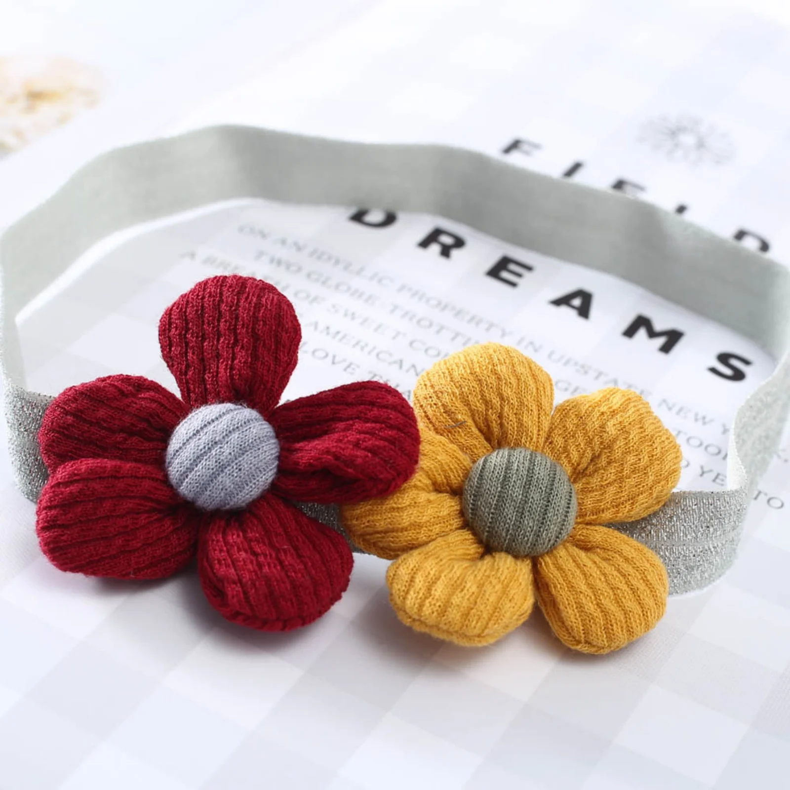 1PC Adorable Infant Headband: 0 - 6Y Double Knit Flower with Lace, Sweet Accessory for Baby Girls, Ideal for Parties & Outings