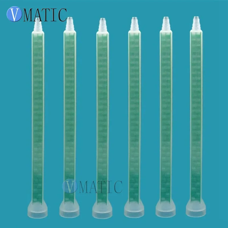 10pcs Plastic Resin Static Mixer FMC08-32 Mixing Tube Nozzles For Duo Pack Epoxies Square Shape Green Color