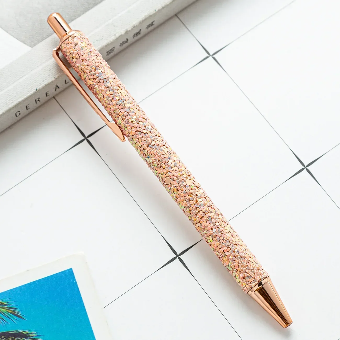 Rose Gold Glitter Ballpoint Pen - Elegant Stationery & Promotional Gift