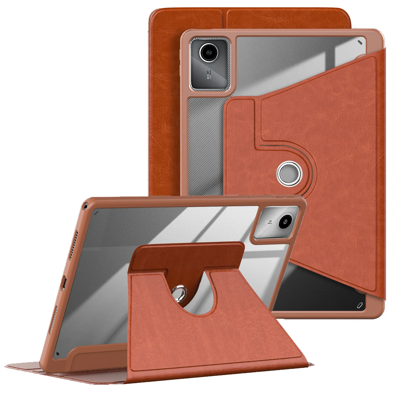 360° Rotating Tablet Stand Case with Pencil Holder and Acrylic Back Cover