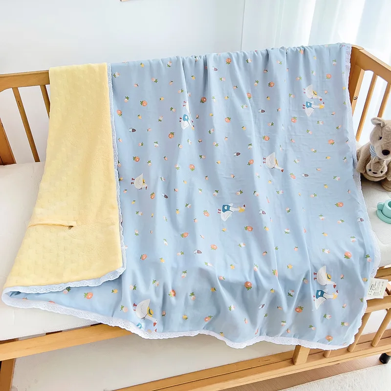 Baby Quilt Cover Pure Cotton Winter Plus Fleece Soft Comfortable Breathable Warm Kid's Single Quilt Anti-dirty Protective Cover