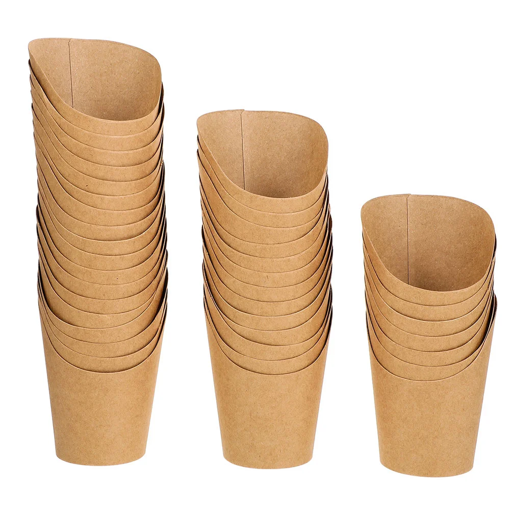 

50 Pcs Chip Cup Paper Snack Cups French Fries Holder Food Containers Popcorn Fried Fry Holders Tray Ice Cream