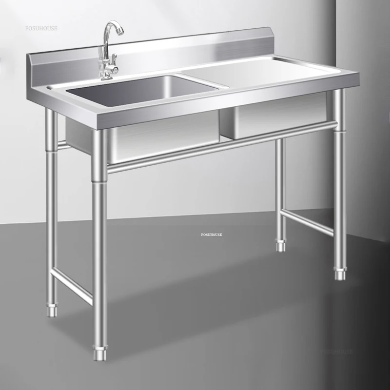 Outdoor Kitchen Sinks Commercial Stainless Steel Dishwashing Sink Hotel Canteen Floor-standing Vegetable Washbasin Washing Sinks