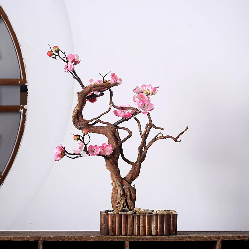 Handmade Wethered Wood Ornaments, Chinese Zen Imitation, Peach Blossom Ornaments, Creative Decoration