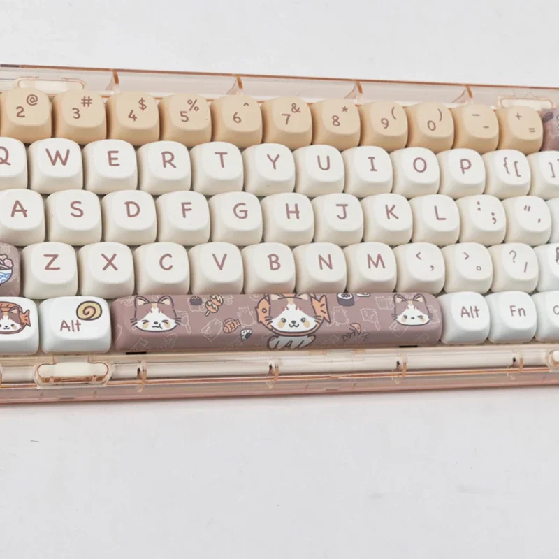 1 Set GMK 142 Keys Meow Eats Japanese Food MOA Profile Key Cap MAC Square Thermal Sublimation Mechanical Keyboard Keycaps